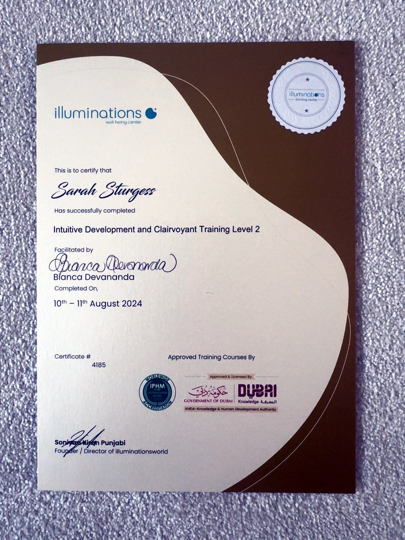 Intuitive Development & Clairvoyant Training — Level 2 certificate