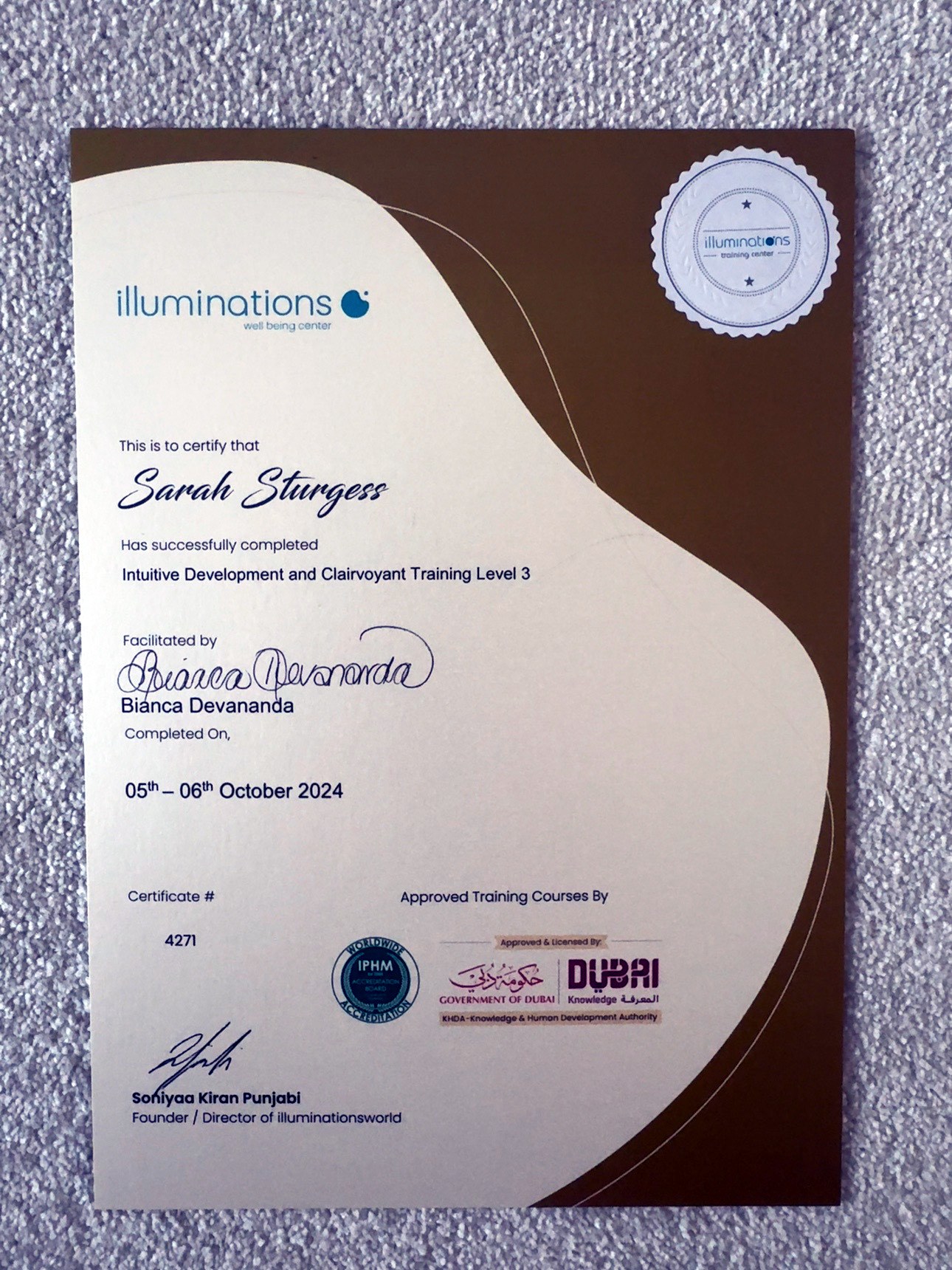 Intuitive Development & Clairvoyant Training — Level 3 certificate