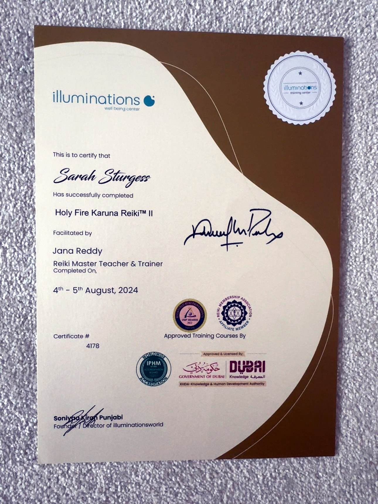 Holy Fire® Karuna Reiki® II certificate