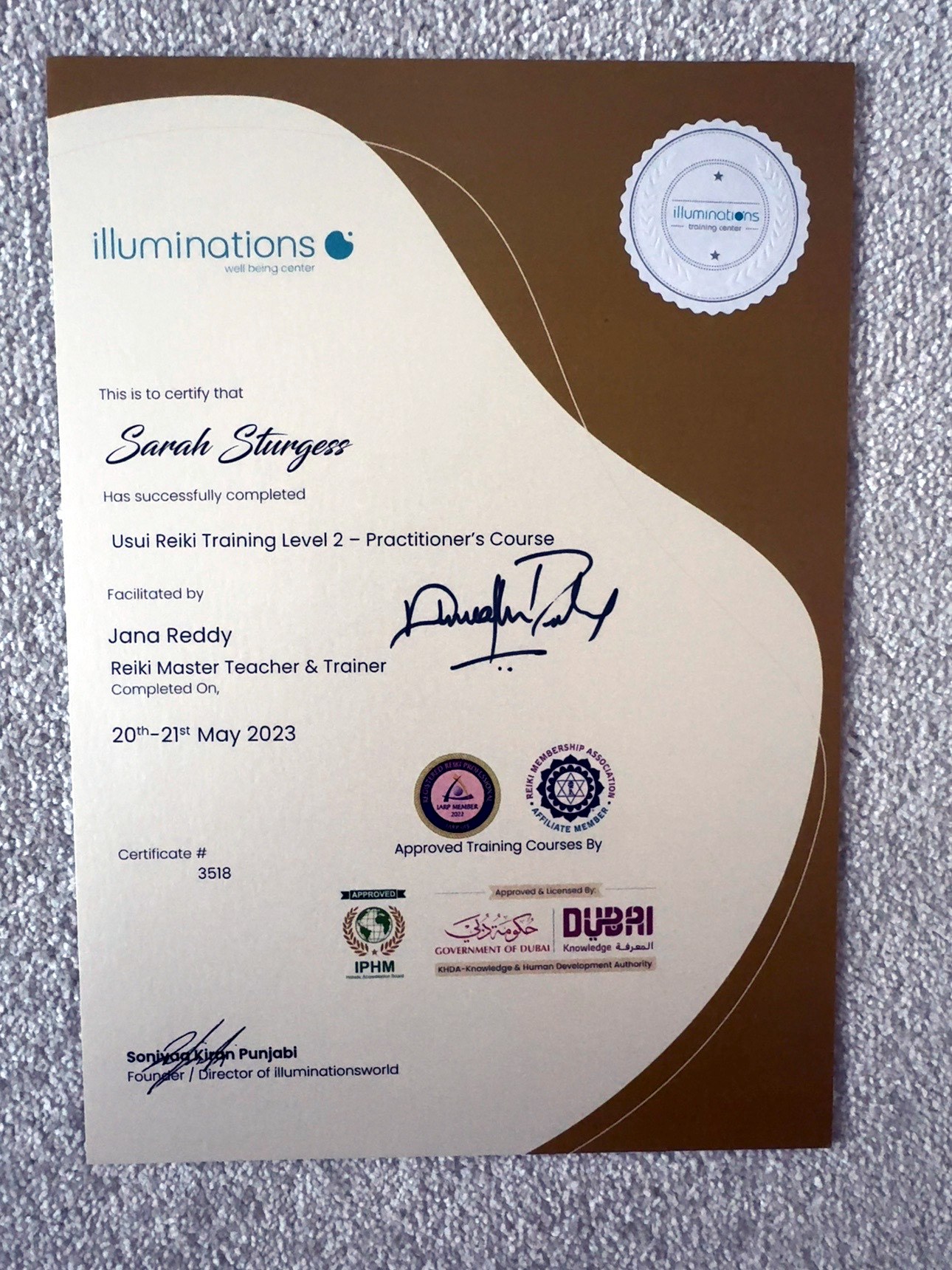 Usui Reiki — Level 2 Practitioner certificate