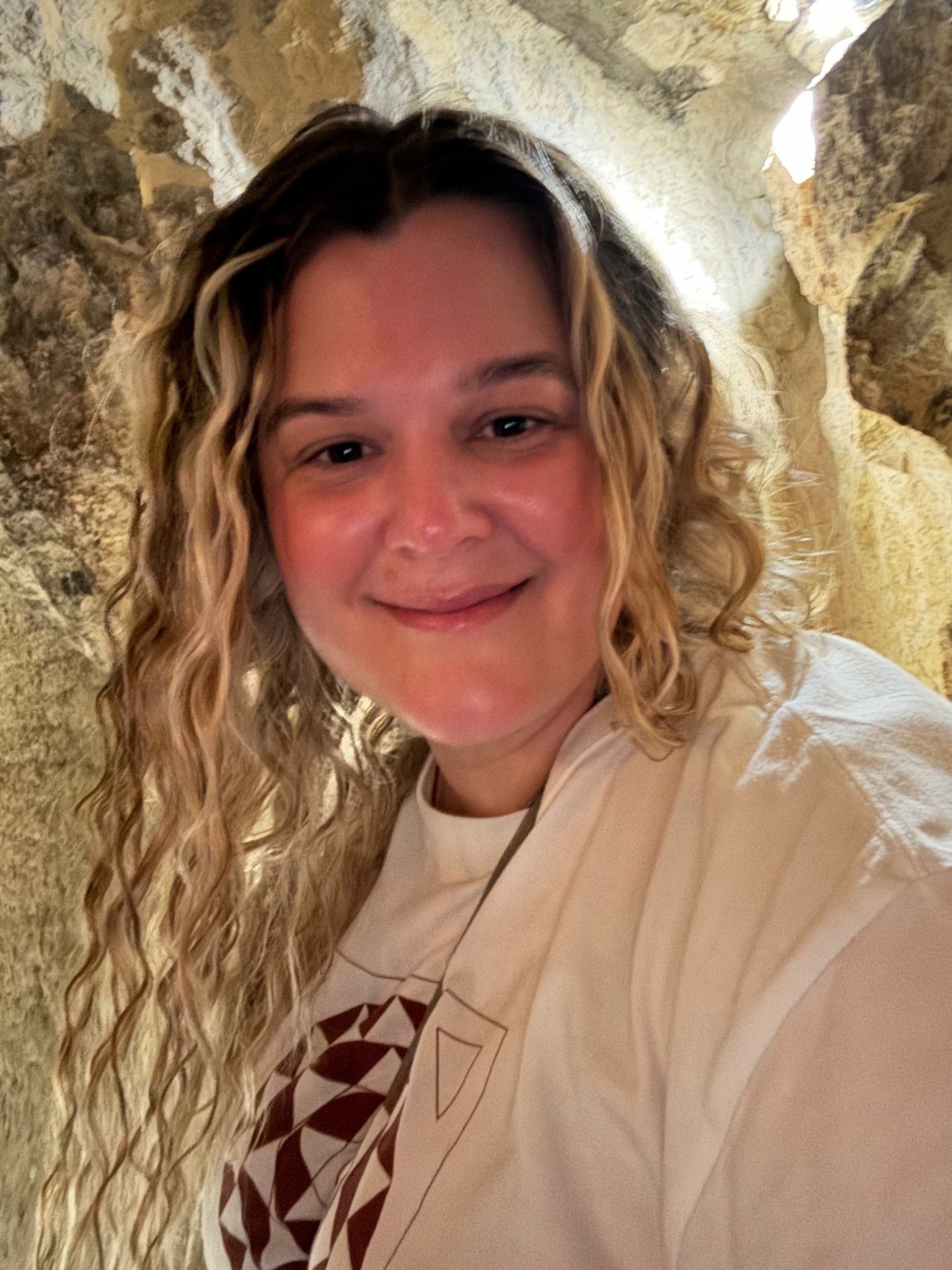 Sarah in an ancient rock-cut passage in Egypt