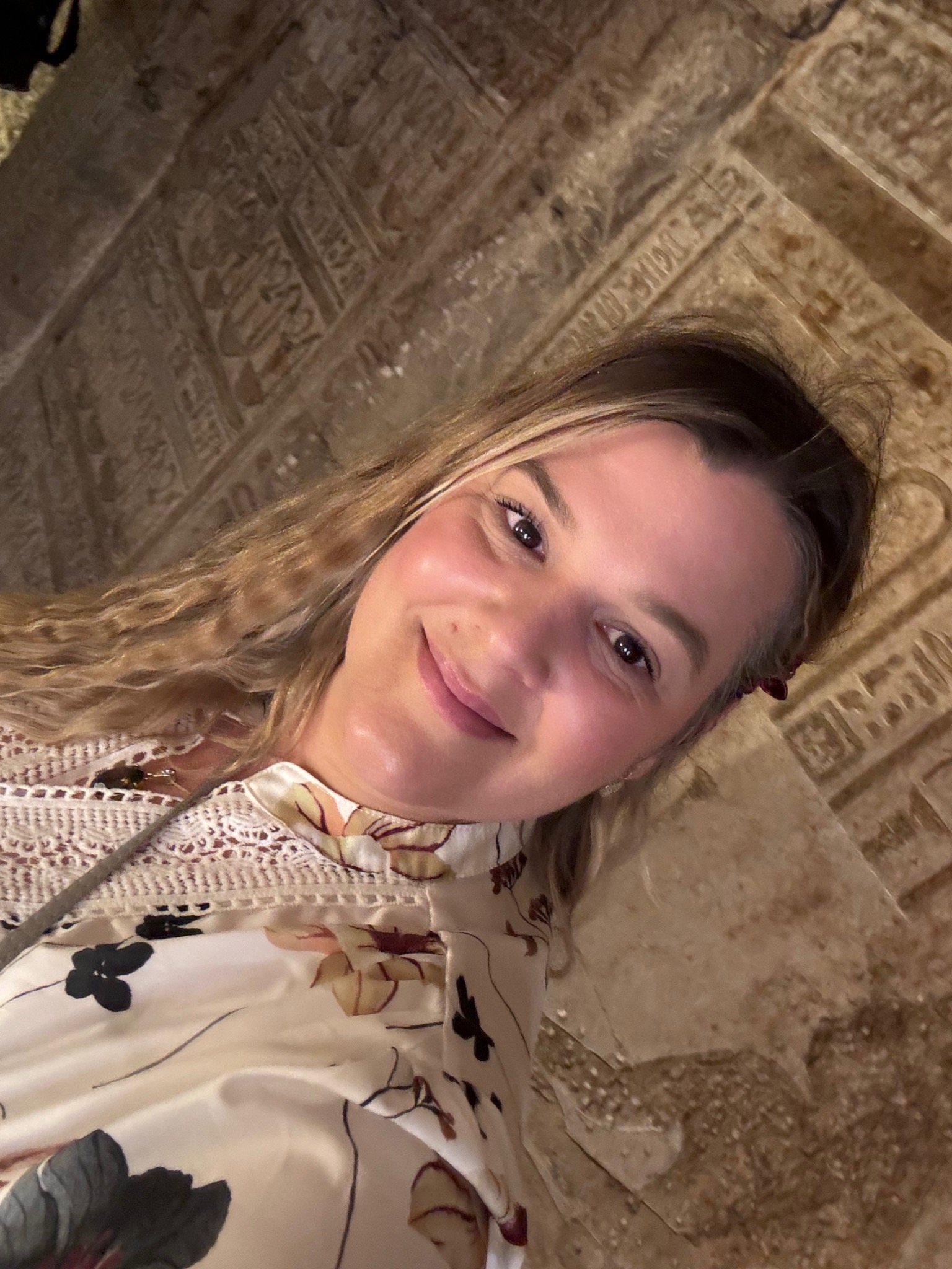 Sarah inside an ancient Egyptian temple