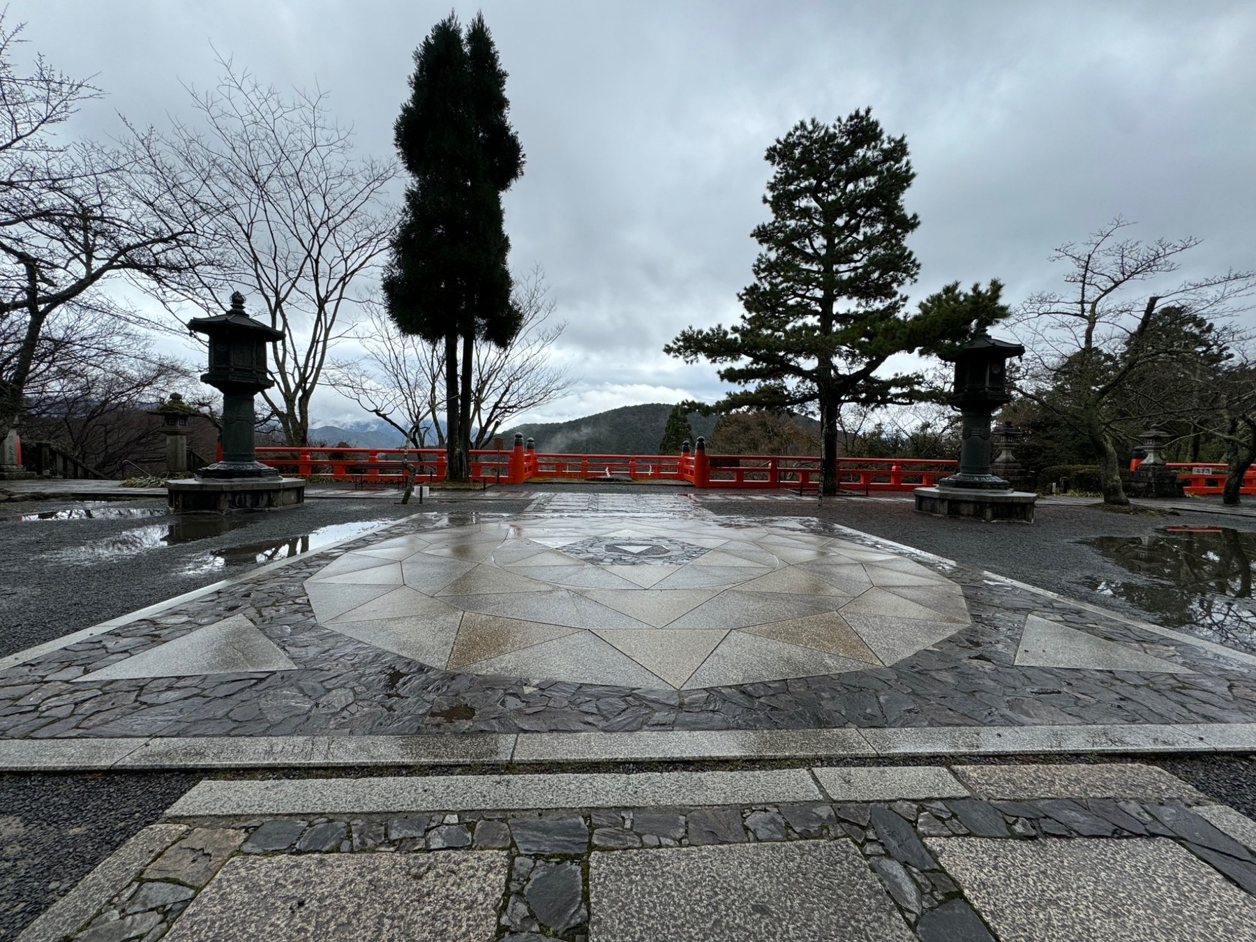 Sacred geometric stone platform at Mount Kurama